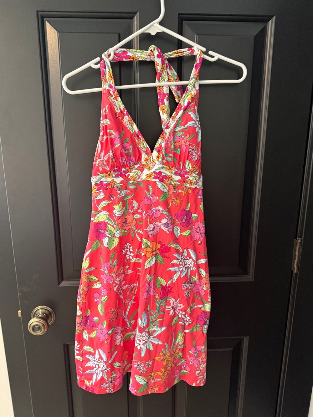 Tommy Bahama Coral Pink Tropical Halter Swim Coverup Dress